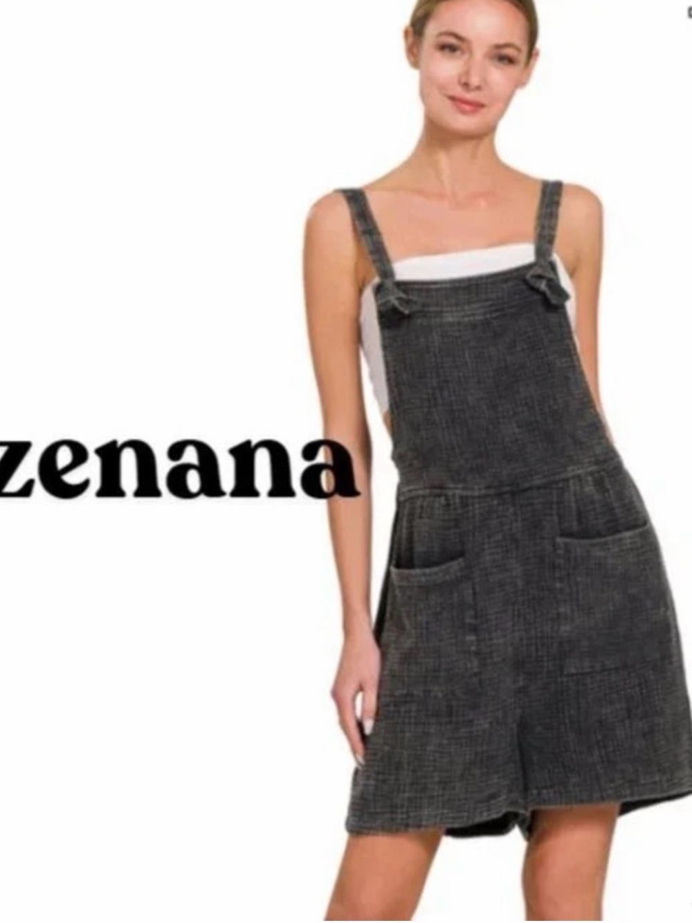 Zenana Outfitters Charcoal Gray Overall Dress